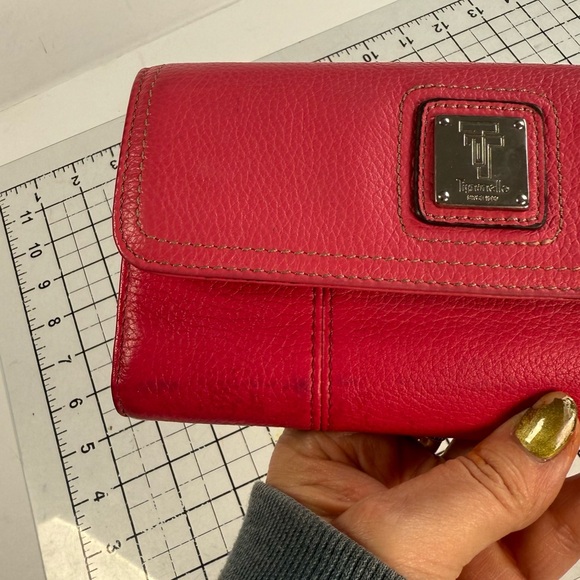 Tignanello Pink tri fold long Leather Wallet - Picture 6 of 11
